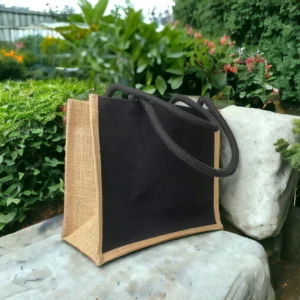 Sacosa textil cu interior rezistent la apa 31x26x13cm - negru-maro